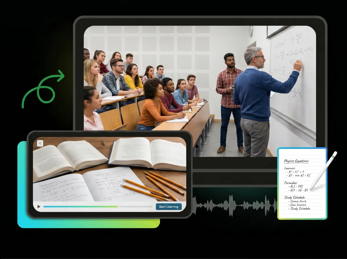 Auto remove filler words and export SRT subtitles for online education.